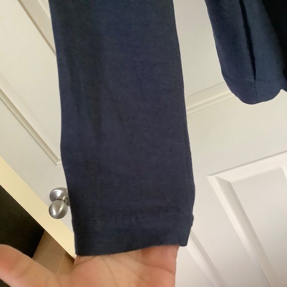 H by Halston Draped Zip Front Linen Blend Blazer Navy SZ 14 - Picture 8 of 16